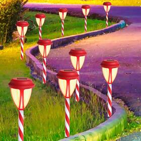 Dc23482sd-10 Dynaming 10pack Solar Candy Cane Pathway Lights Outdoor Xmas Decor Warm White