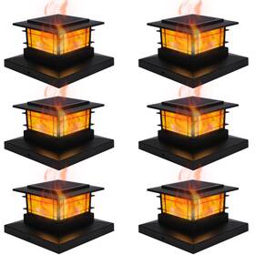 Zt23486s-h6 Dynaming 6pack Solar Flame Post Lights Outdoor Powered Fence Cap High B