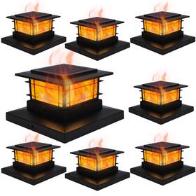 Ztd23486s-8 Dynaming 8 Pack Solar Post Cap Lights Outdoor With Flickering Flame Light Fence