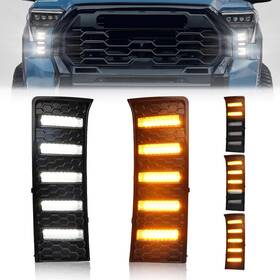 Dv-tundra-22-25-caw Dynvex Front Sequential Led Fog Lights For 2022-2025 Tundra Clear Lens Amber Turn S