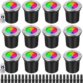 Eaglod 734038271612 12-pk Rgbw Landscape Lighting Low Voltage Color Changing Led Well Lights