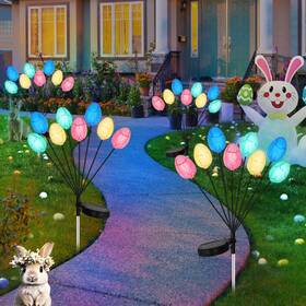 S01-es-4p-easter-s-led8 Echosari 4 Pack Solar Easter Egg Lights Colorful Garden Swaying Firefly Light Outdoor