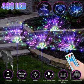 Eeekitonline 616361652316 4x 120 Led Outdoor Solar Lights Waterproof Fireworks Lamp With Remote Garden Decor