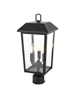 Od502p18bk Elegant Lighting Od502p18 Riggs 3 Light 18 Inch Tall Post - Black