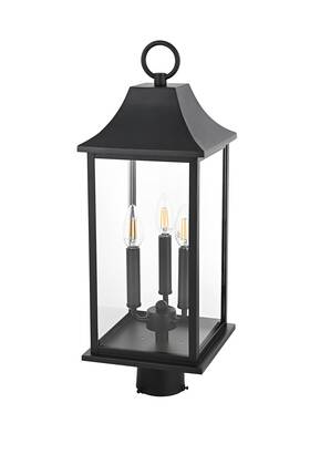 Od503p24bk Elegant Lighting Od503p24 Shepard 3 Light 24 Inch Tall Post - Black