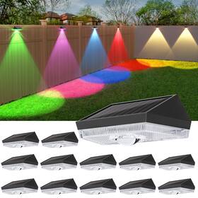 Ip65 Ellasay 618337384375 Solar Fence Lights Outdoor Waterproof Rgb Powered With 10 Light Inch