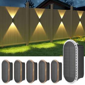 Ellasay 618337384658 Solar Fence Lights Outdoor 6-pack Powered Wall Up And Down