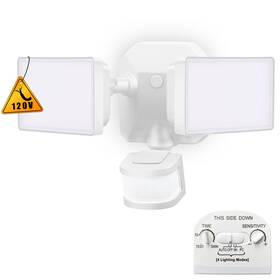 7042-wh Emaner Led Security Light Motion Sensor Dusk-to-dawn 5000k Ip65 Outdoor Dual Hea