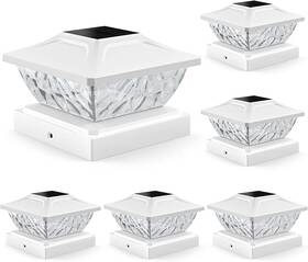 Ensli 744759227294 Solar Post Cap Lights 6 Pack 2 Mode Bright Outdoor Waterproof