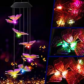 Epicgadget 619957666650 Solar Butterfly Wind Chime Color Changing Outdoor Garden Decorative Lights Fo