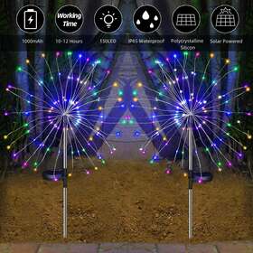 Sd2105630 Ericson Manufacturing 150 Led Solar Firework Lights Outdoor Waterproof Path Lawn Garden Decor Lamps