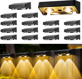 Ip65 Esunyd 744759214096 16-pack Solar Fence Lights 50 Lm 11 Modes Waterproof For Outdoor Decor