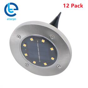 890123 Etecgo 12 Pack 8 Led Garden Lights Solar Powered Ground Warm White Outdoor
