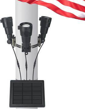 Ip65 Etzeaxus 313017010000 Flag Pole Light Solar Powered 3 Super-spotlights Pc Crystal Led