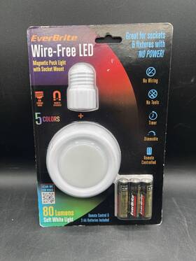 Everbrite 820909074946 Wire-free Led Magnetic Puck Light Remote 80 Lumens New
