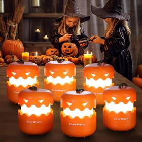 Everbrite 820909795988 6-pack Halloween Pumpkin Lantern Collapsible Jack O Pumpkins With La
