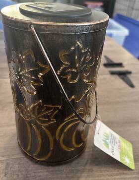 Evergreen Enterprises 801946869214 Solar Oil Rubbed Bronze Cut Out Lantern Pumpkins