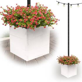 Egp-hd-0478-wht Excello Global Products Large Decorative Wooden Planter With Universal Pole Support For String Light