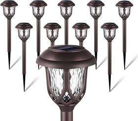 Wdw20slpwl021 Excmark 10 Pk Led Solar Pathway Cold White Lights Brown Auto Sensor Stick In The Ground