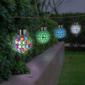 53611-rs Exhart Garden Solar Lights Set Of 4 Hanging Acrylic Ball Lantern