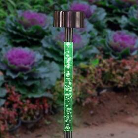 71380-rs Exhart 4 Piece Solar Stainless Steel And Acrylic Color Changing Bubble Garden Stakes