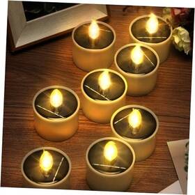 Extrapins 689358658967 6pcs Solar Tea Lights Flameless Flickering Led Tealight Candle Reusable