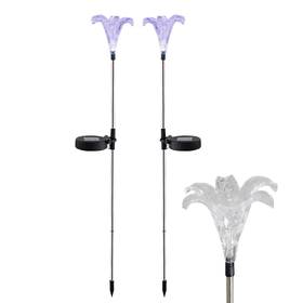 Ezigarden 959145859957 2pcs Waterproof Outdoor Solar Garden Stake Lights With Vivid Figurine Lily