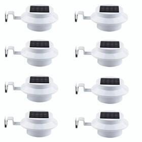Falove 839841836202 8 Pack White Solar Powered Gutter Lights Outdoor Decorative Waterproof Led Fe