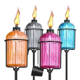 Blxw-dc-myd-04 Fan-torches 4 Pack Glass Garden Torch 13.5 Oz Colorful Outdoor D Cor 61- Inch