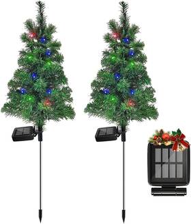 12cf Fanfx 4pcs Solar Christmas Tree Garden Stake Lights Waterproof Decoration