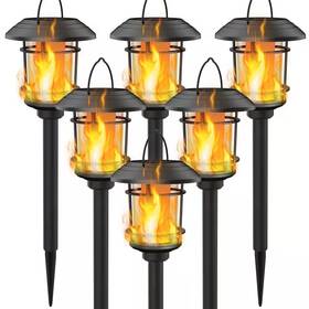 Fawey Tred Inc 313033234244 6-pack Solar Flame Torch Lights Outdoor Dual Use Flickering Garden Light