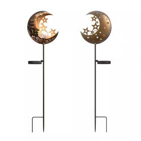 Fawey Tred Inc 445039879891 Moon Solar Lights Outdoor Garden Stake Decorative Star Lantern With Warm L