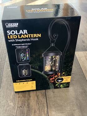 Feit Electric 017801990485 Solar Led Lantern With Sherpards Hook Outdoor Twinkle Fly Effect