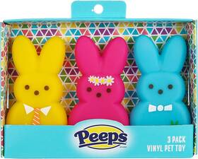 Ff15850 Fetch For Pets Peeps 3 Piece Dress-up Bunnies Vinyl Dog Toys Yellow Pink Blue 4 Inch