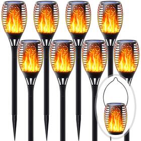 Fitsan 886268572196 8pack Solar Torch Light With Flickering Flame Upgraded 3in1 Lights Out