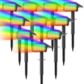 Sl-d01 Flaow Solar Spot Lights Outdoor Color Changing 10 Pack/28 Led 7 Modes Auto O