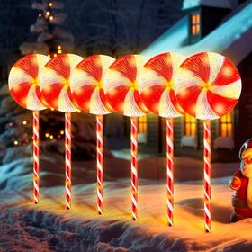 Flashmen 600326992500 6pk 28inch Christmas Lollipop Pathway Light Outdoor Decorations 8 L