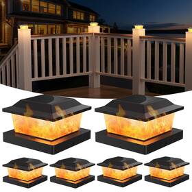 Sl57-b6 Flyingod Solar Post Cap Lights 6 Pack Outdoor Flickering Flame Light Fit For 3.5x3.5