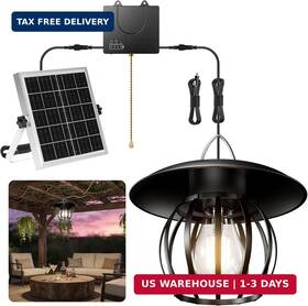 Flyingtek Co. Ltd 716294326985 Solar Shed Light Pendant Pull Wire Chandelier Auto Dusk To Dawn Ligh