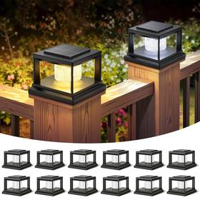 Usymyp-spcl-bk-12 Folksmate Solar Post Cap Lights 12 Pack 2 Lighting Modes Cool/warm White Outdoor