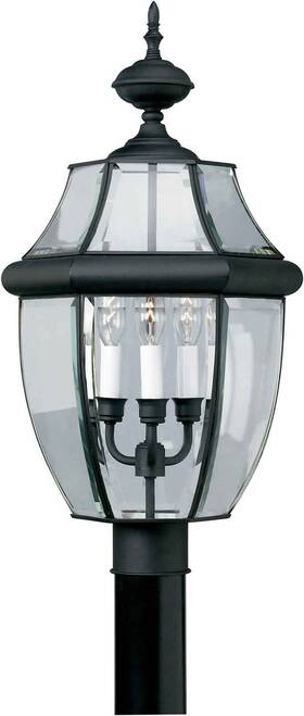 1604-03-04 Forte Lighting 1604-03 Three Light 24 Inch Tall Post - Black