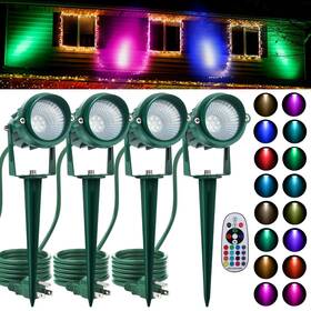 Eh3658 Fovths 4 Pack Christmas Spotlight 12w Rgbw Outdoor Landscape Lights Spot Ligh