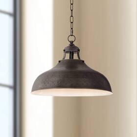 12-62849-10 Franklin Iron Works Essex Dyed Bronze Hanging Pendant Lighting Fixture 16 Inch Wide Farmhouse Industr