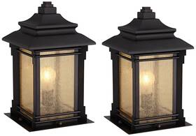 N8950 Franklin Iron Works Hickory Point Rustic Outdoor Pier Mount Light Fixtures Set Of 2 Bronze 16 1/2 Inch