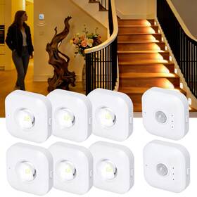 T075-cw Futintun 6 Pack Motion Sensor Stair Lights With 2 Separate Sensors-50ft Wall-penetrati