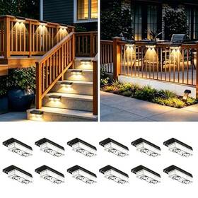 Gahomlumy 2406l-s12-cw Solar Fence Lights Outdoor Brighter Focused Lens Powered Wall Lighting