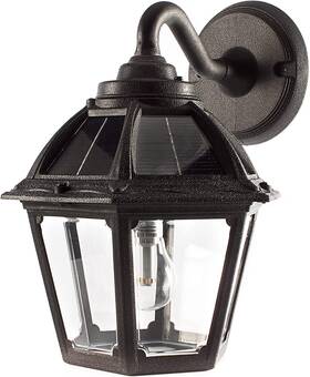 177010 Gama Sonic Polaris Solar Wall Light Black Outdoor Waterproof Energy Saving Lamp