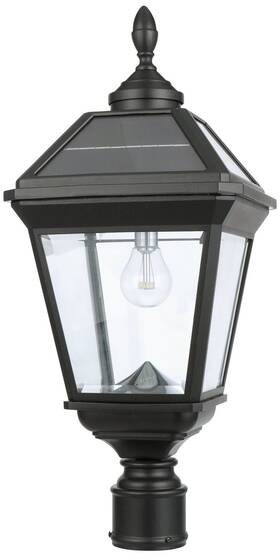 37b50012 Gama Sonic Imperial Bulb 24 1/4 Inch H Black Solar Led Outdoor Post Light