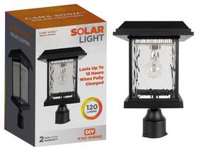 Gama Sonic 859641007134 Aspen Solar Lamp Post Light Outdoor Waterproof Black Aluminum With Clear Rai