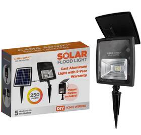 Gama Sonic 859641007165 Solar Flood Light Outdoor Black Cast Aluminum Bright White Leds Stake Or F